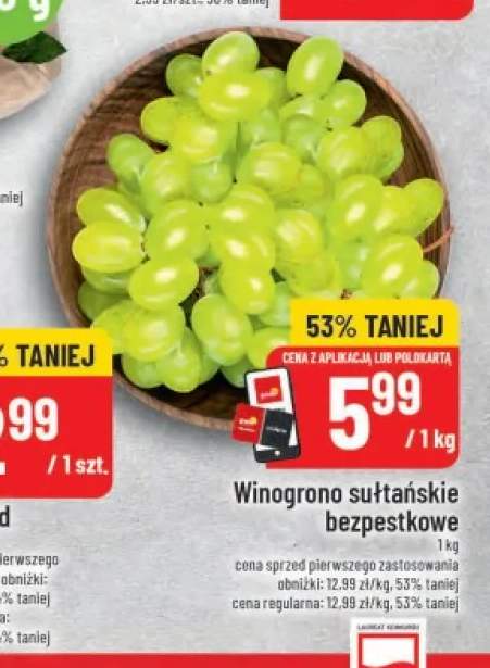 Winogrona sułtańskie bezpestkowe