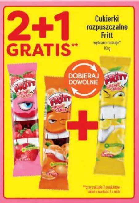 Cukierki rozpuszczalne Fritt truskawkowe +2 warianty