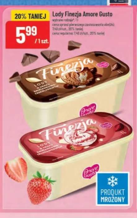 Lody Finezja o smaku śmietankowo-czekoladowym Amore Gusto +1 wariant