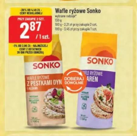 Wafle ryżowe z pestkami dyni i algami Sonko +1 wariant