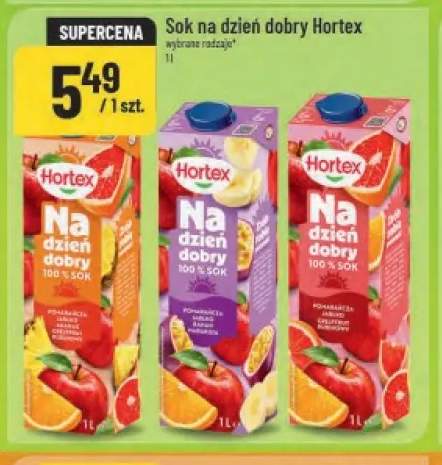 Sok Na dzień dobry pomarańcza jabłko ananas grejpfrut rubinowy Hortex +2 warianty