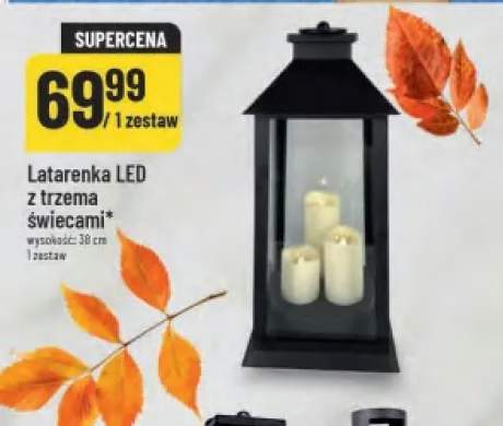 Latarenka LED z trzema świecami 38 cm