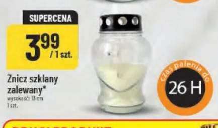 Znicz szklany zalewany 13 cm