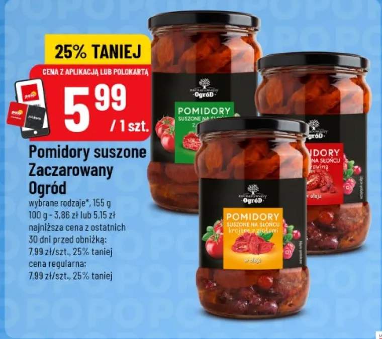 Pomidory suszone na słońcu z żurawiną w oleju Zaczarowany Ogród +2 warianty