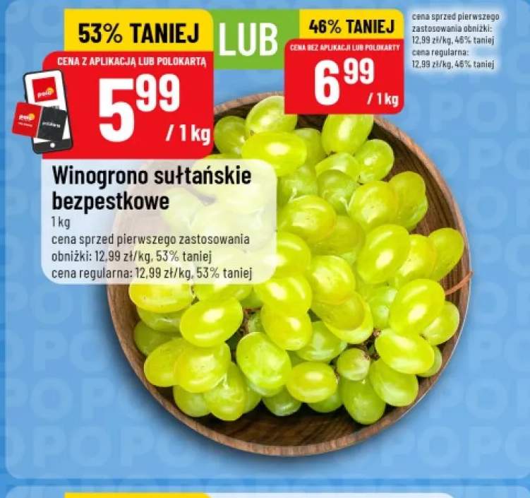 Winogrona sułtańskie bezpestkowe