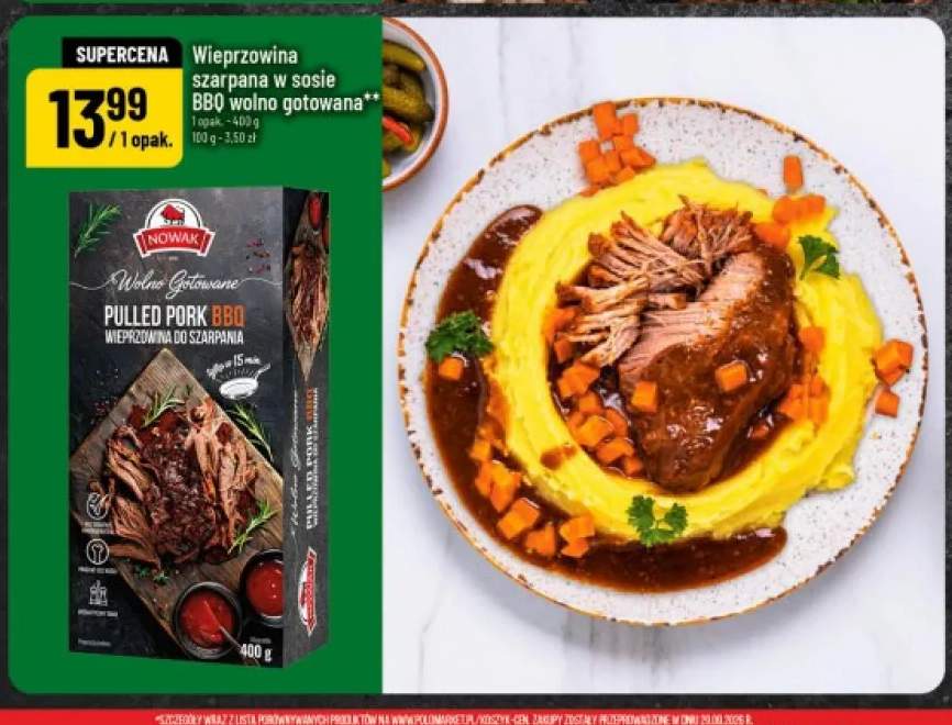Wieprzowina szarpana w sosie BBQ wolno gotowana Nowak