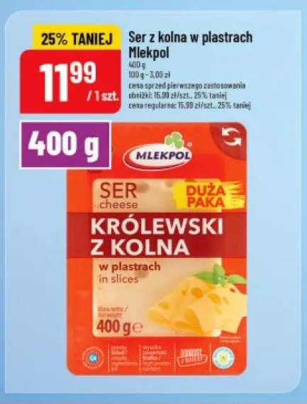 Ser z Kolna w plastrach Mlekpol