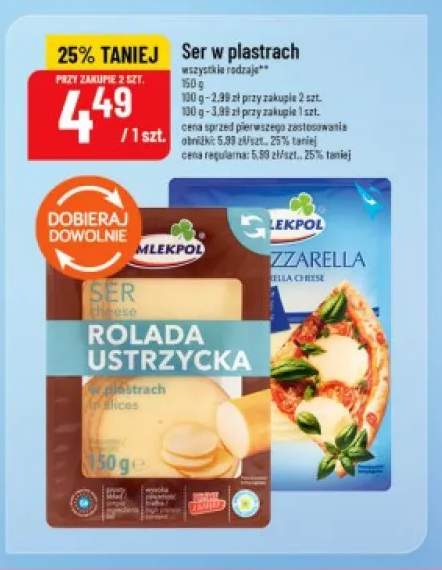Ser Rolada Ustrzycka w plastrach Mlekpol +1 wariant