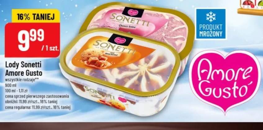 Lody Sonetti owoce leśne Amore Gusto +1 wariant