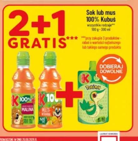 Sok Kubuś jabłko marchew malina 100% +2 warianty