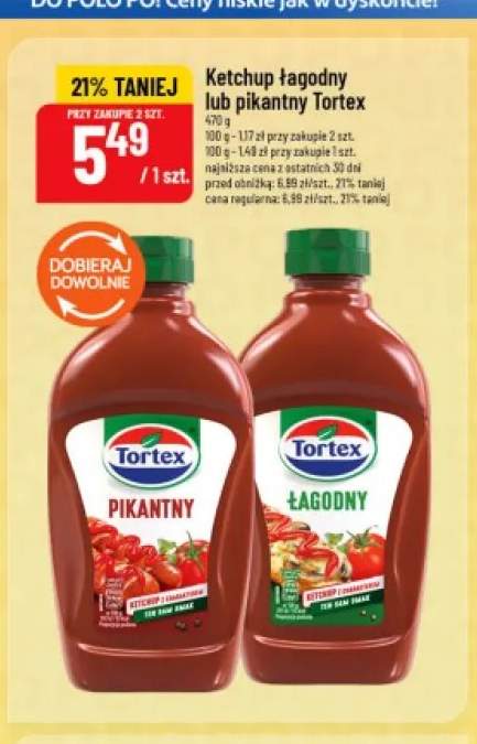 Ketchup łagodny Tortex +1 wariant