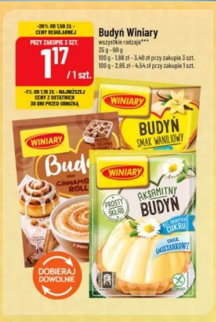 Budyń Winiary smak waniliowy +2 warianty