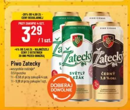 Piwo bezalkoholowe Zatecky +2 warianty
