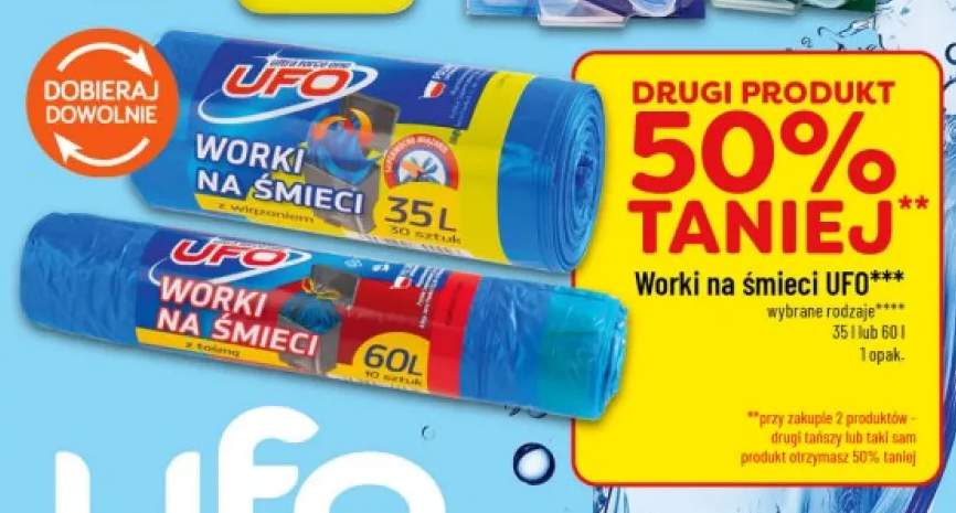 Worki na śmieci UFO 35 l z wiązaniem +1 wariant
