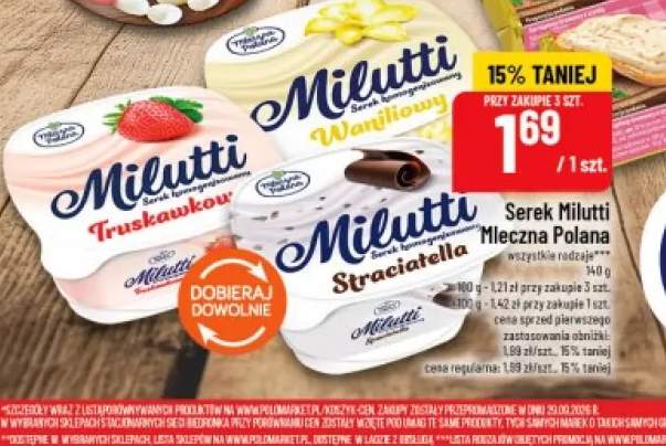 Serek Milutti truskawkowy Mleczna Polana +2 warianty