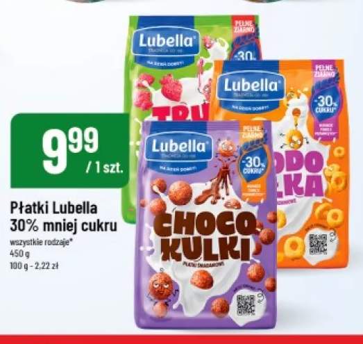 Płatki Lubella 30% mniej cukru truskawkowe +2 warianty