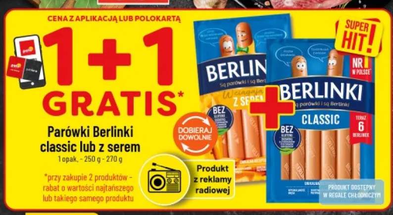 Parówki Berlinki z serem +1 wariant