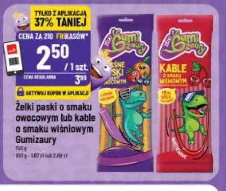 Żelki paski o smaku owocowym Gumizaury +1 wariant