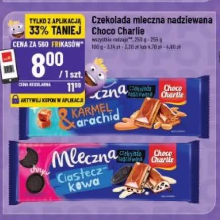 Czekolada mleczna nadziewana Karmel & arachid Choco Charlie +1 wariant