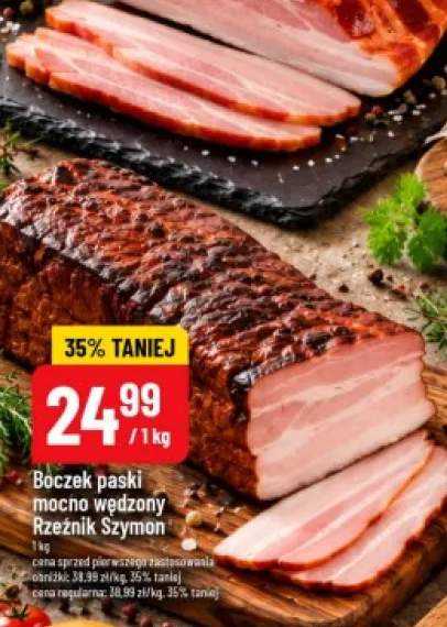 Boczek paski mocno wędzony Rzeźnik Szymon
