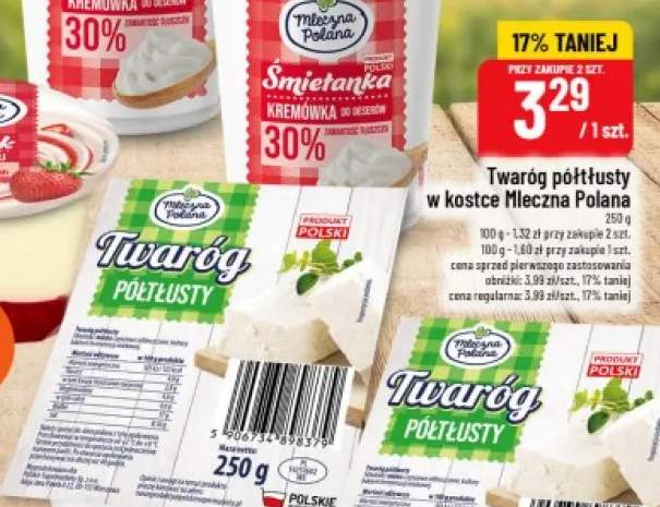 Twaróg półtłusty w kostce Mleczna Polana