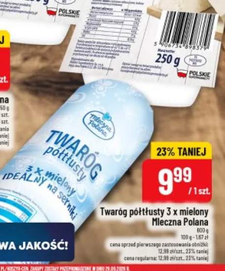 Twaróg półtłusty 3 x mielony Mleczna Polana
