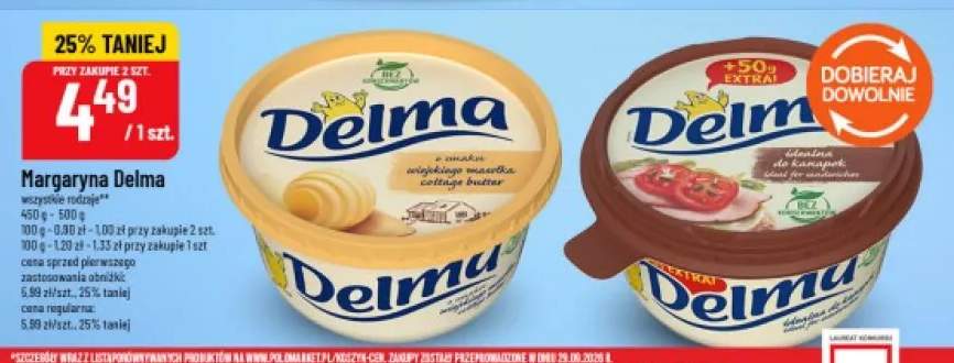 Margaryna Delma o smaku wiejskiego masełka +1 wariant
