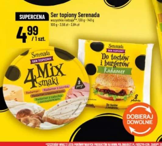 Ser topiony Serenada 4 Mix smaki +1 wariant