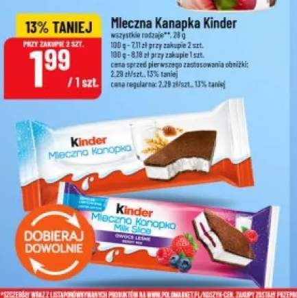 Mleczna Kanapka Kinder +1 wariant