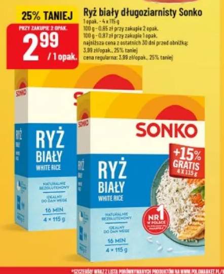 Ryż biały długoziarnisty Sonko