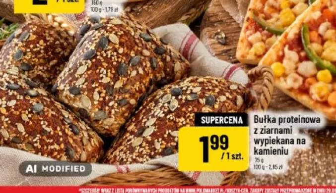 Bułka proteinowa z ziarnami wypiekana na kamieniu