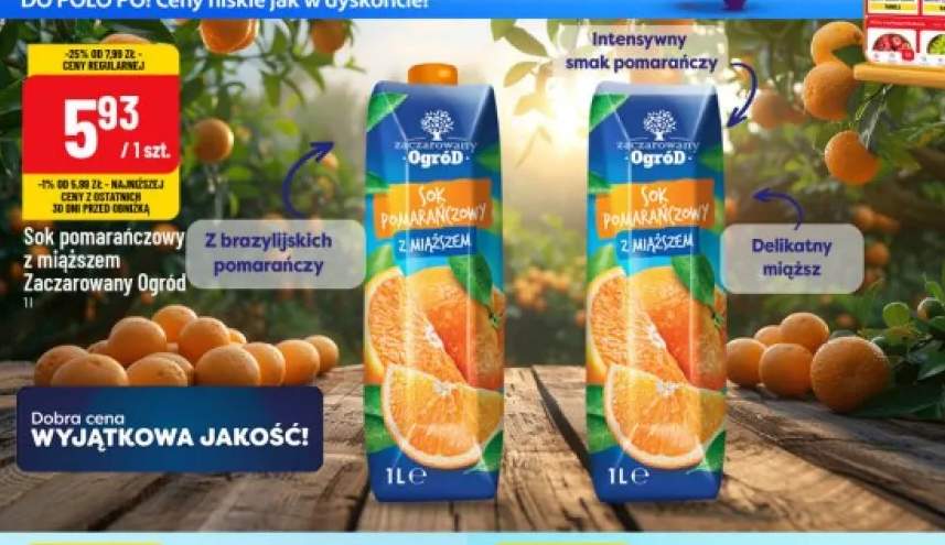 Sok pomarańczowy z miąższem Zaczarowany Ogród