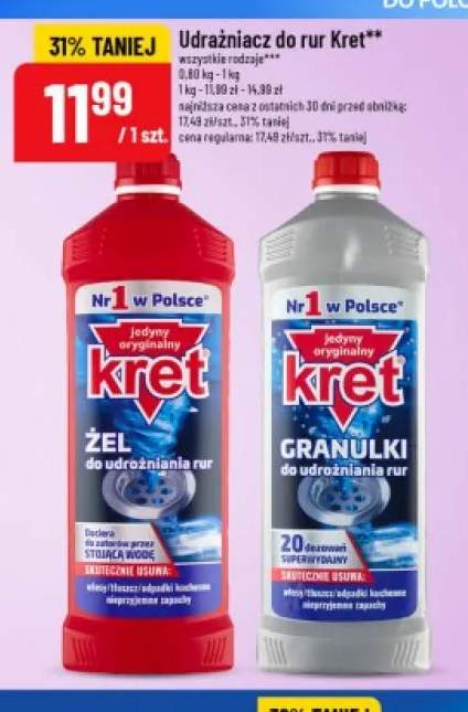 Udrożniacz do rur Kret żel +1 wariant