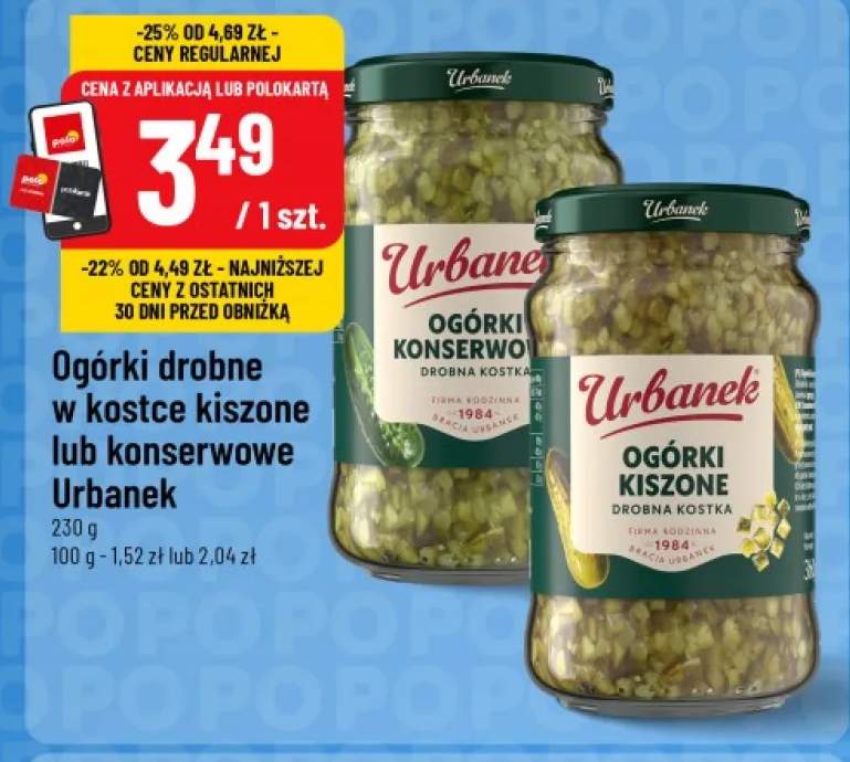Ogórki drobne w kostce kiszone Urbanek +1 wariant