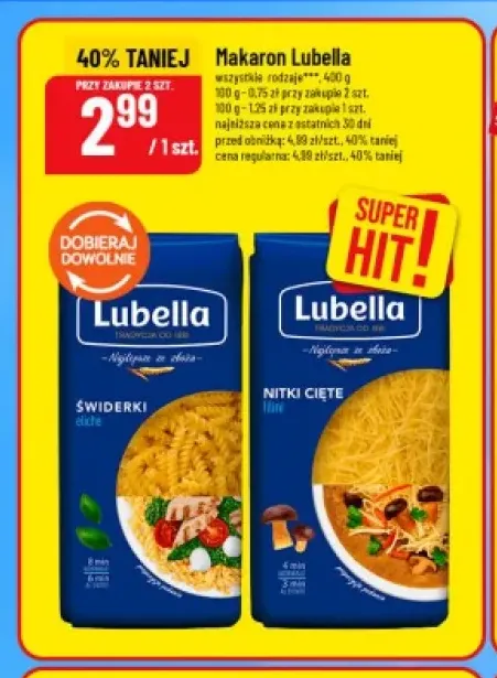 Makaron świderki Lubella +1 wariant