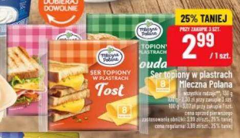 Ser topiony w plastrach Gouda Mleczna Polana +1 wariant
