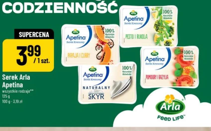 Serek Arla Apetina papaja i curry +3 warianty