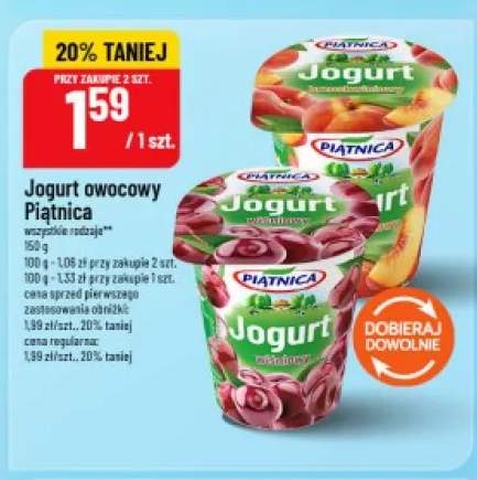 Jogurt owocowy brzoskwiniowy Piątnica +1 wariant