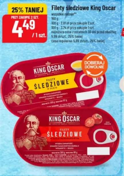 Filety śledziowe w oleju King Oscar +1 wariant