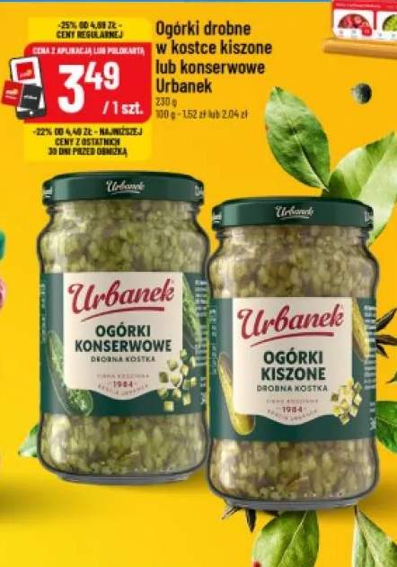Ogórki drobne w kostce konserwowe Urbanek +1 wariant