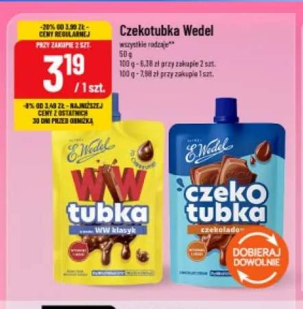 Czekotubka o smaku WW klasyk E.Wedel +1 wariant