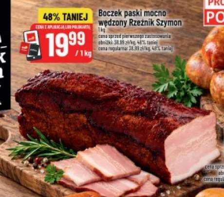 Boczek paski mocno wędzony Rzeźnik Szymon