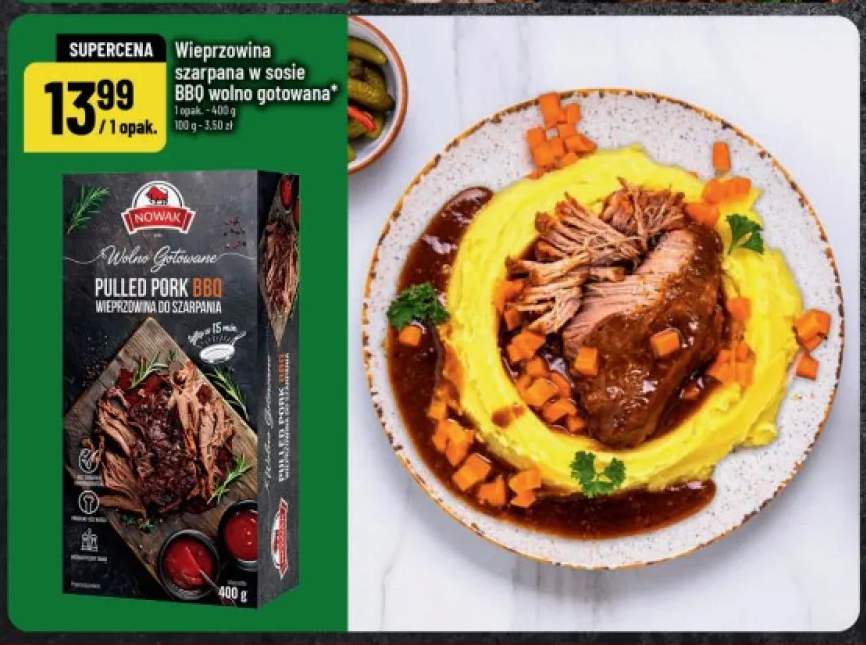 Wieprzowina szarpana w sosie BBQ wolno gotowana Nowak