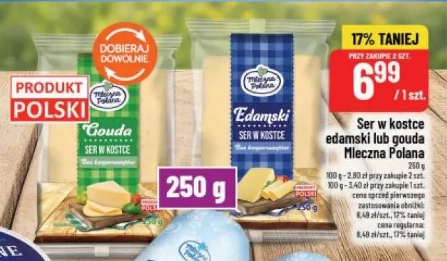 Ser w kostce edamski Mleczna Polana +1 wariant