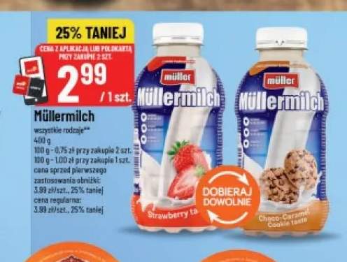 Napój mleczny Müllermilch Strawberry taste Müller +1 wariant