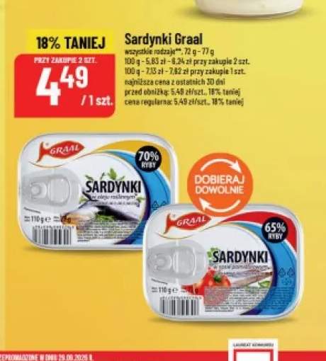 Sardynki w oleju roślinnym Graal +1 wariant