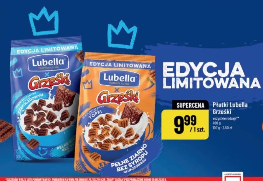 Płatki śniadaniowe o smaku czekoladowym Lubella Grześki +1 wariant