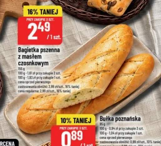Bagietka pszenna z masłem czosnkowym
