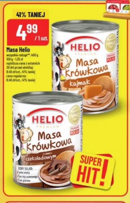 Masa krówkowa kajmak Helio +1 wariant