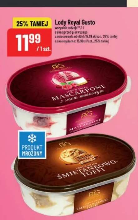 Lody o smaku mascarpone z sosem malinowym Royal Gusto +1 wariant